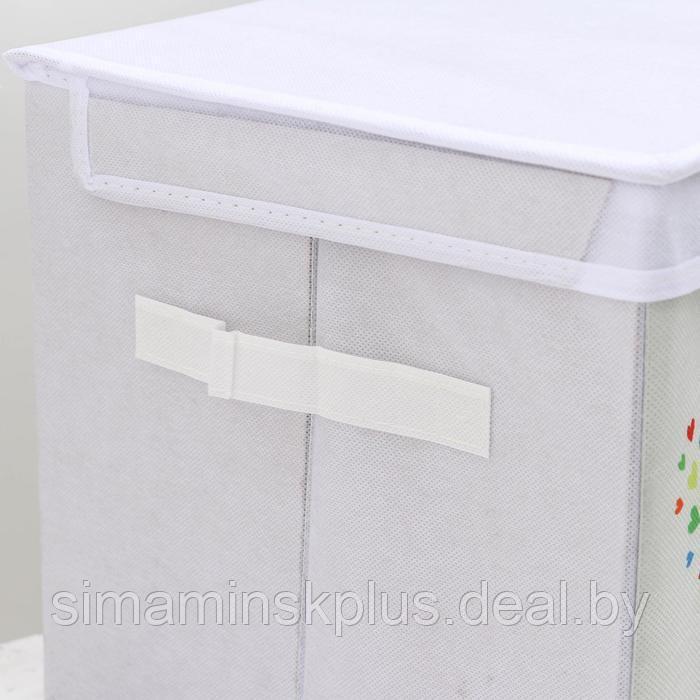 Короб стеллажный для хранения с крышкой «Слонёнок», 25×25×25 см, цвет серый - фото 2 - id-p211544498