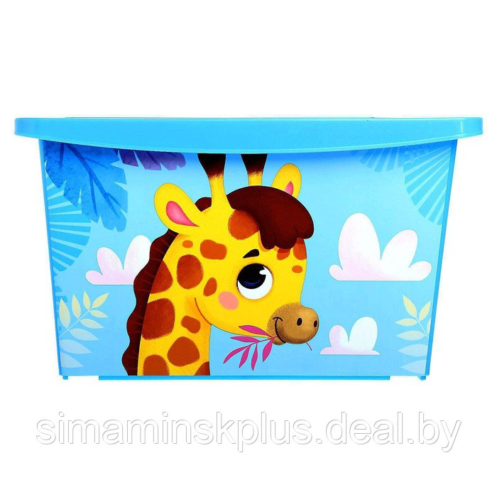 Ящик для игрушек, с крышкой, «Веселый зоопарк», объём 30 л, цвет голубой - фото 2 - id-p211544521
