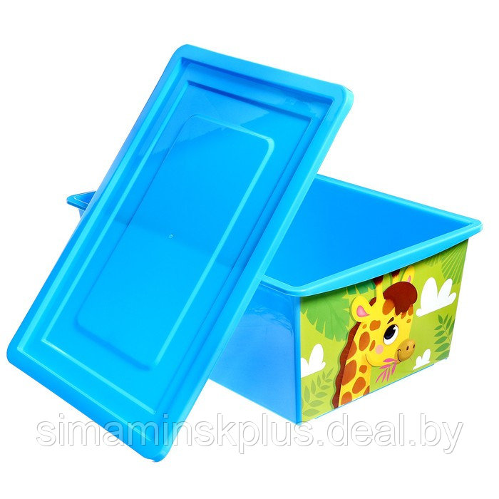 Ящик для игрушек, с крышкой, «Веселый зоопарк», объём 30 л, цвет голубой - фото 8 - id-p211544521