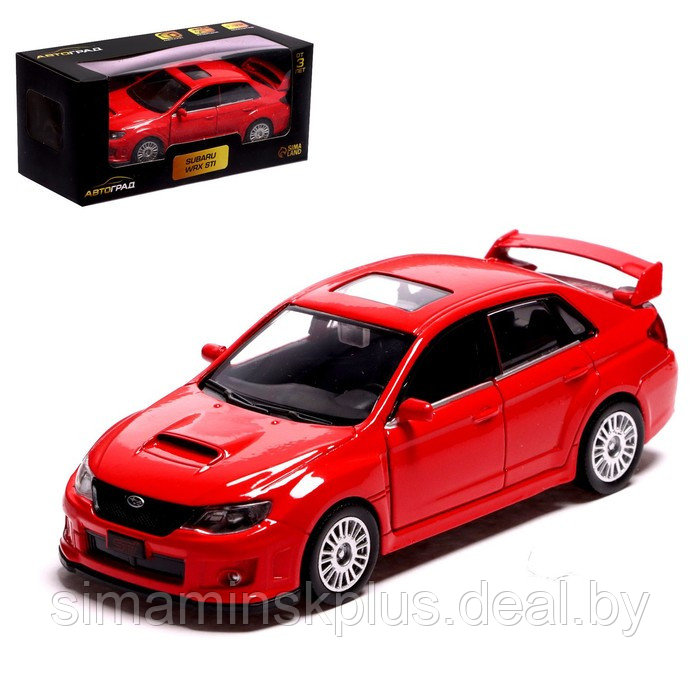 Машина металлическая SUBARU WRX STI, 1:32, инерция, открываются двери, цвет красный - фото 1 - id-p211539983