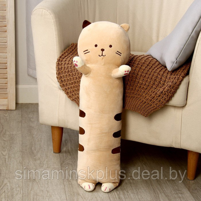 Мягкая игрушка-подушка «Котик-полосатик», 65 см, цвет бежевый - фото 1 - id-p211541112