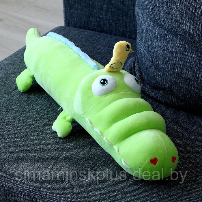 Мягкая игрушка-подушка «Крокодил с уточкой», 65 см, цвет зелёный - фото 1 - id-p211541116
