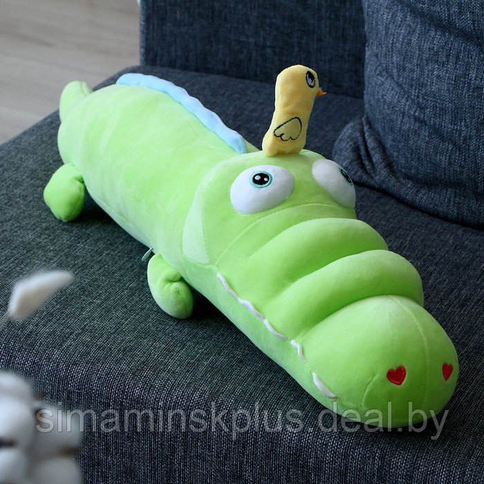 Мягкая игрушка-подушка «Крокодил с уточкой», 65 см, цвет зелёный - фото 3 - id-p211541116