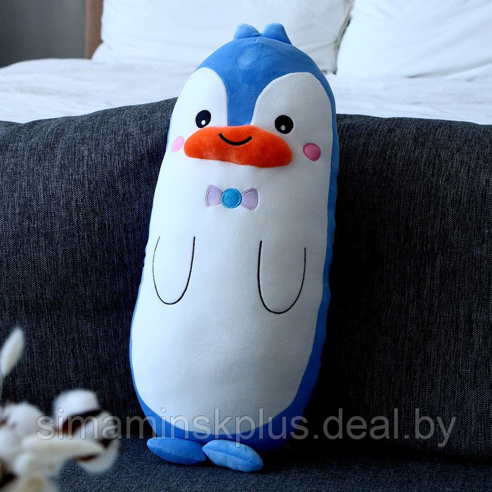 Мягкая игрушка-подушка «Пингвин с бантиком», 50 см, цвет бело-голубой - фото 1 - id-p211541138