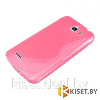 Силиконовый чехол Experts Huawei Honor 2 (U9508), розовый с волной