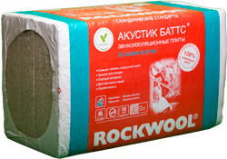 Теплоизоляция ROCKWOOL Акустик Баттс 100х1000х600 (3,6 м2/уп.) звукоизоляция/шумоизоляция