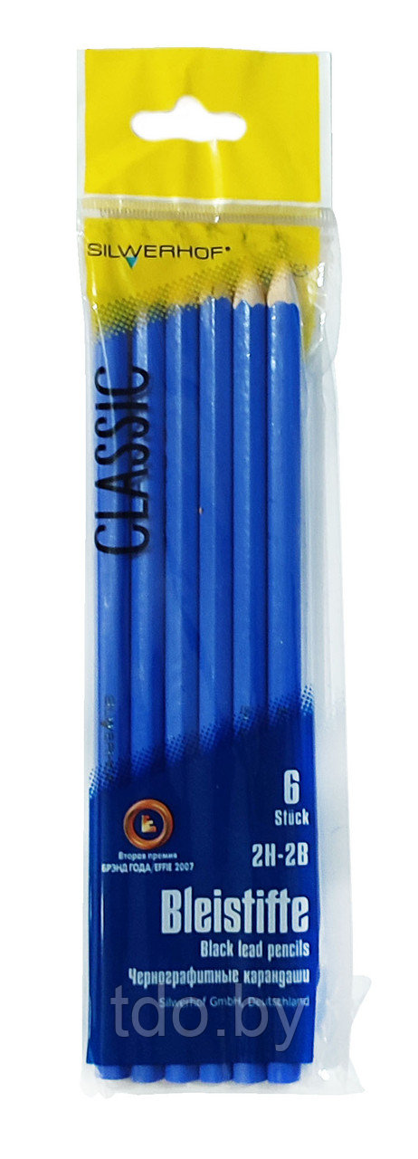Набор чернографитных карандашей 6 шт. Silwerhof Zeichner (2Н-2В) - фото 4 - id-p211596532