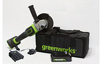 Угловая шлифовальная машина, аккумуляторная Greenworks Арт. 3200207UA, 24V, бесщеточная, c 1хАКБ 2 Ач и ЗУ в