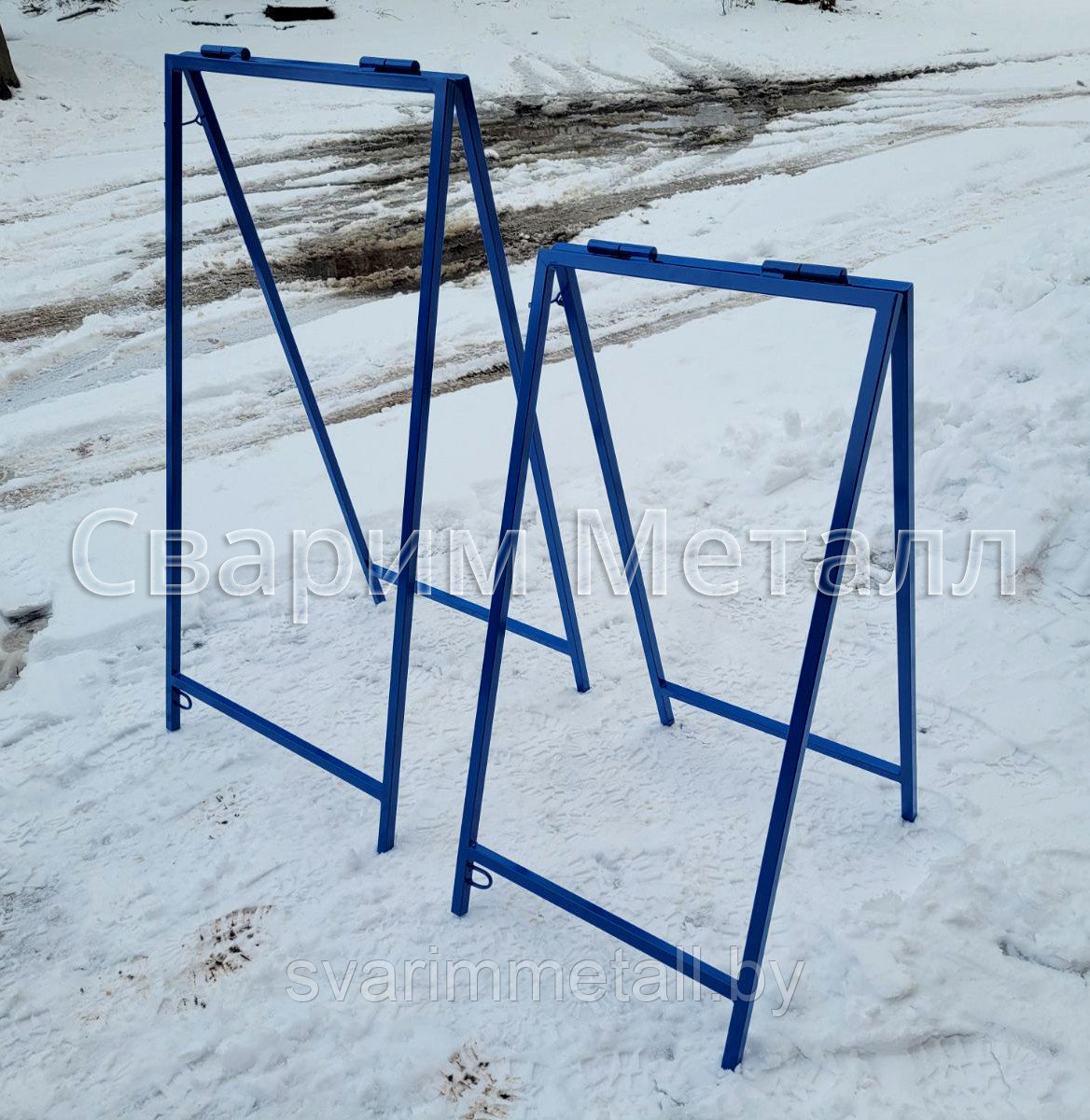 Рекламный штендер, из металла, каркас без полотна, синий - фото 1 - id-p211602641