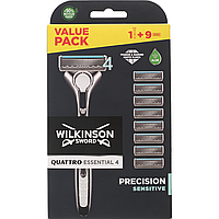 Wilkinson / Schick Quattro Titanium Sensitive с 9 кассетами Бритва / Станок для бритья мужской