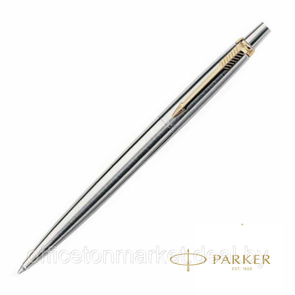 Ручка шариковая автоматическая "Parker Jotter Stainless Steel GT", 0.7 мм, серебристый, золотистый, стерж. - фото 1 - id-p211489976