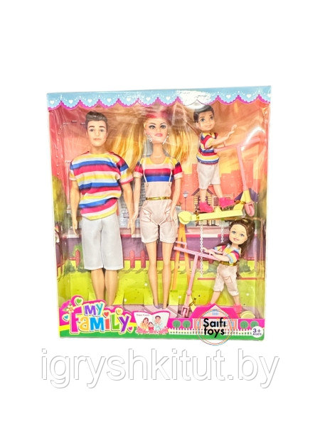 Набор кукол "Семья" куклы Кен и Барби с детьми - фото 1 - id-p211692194