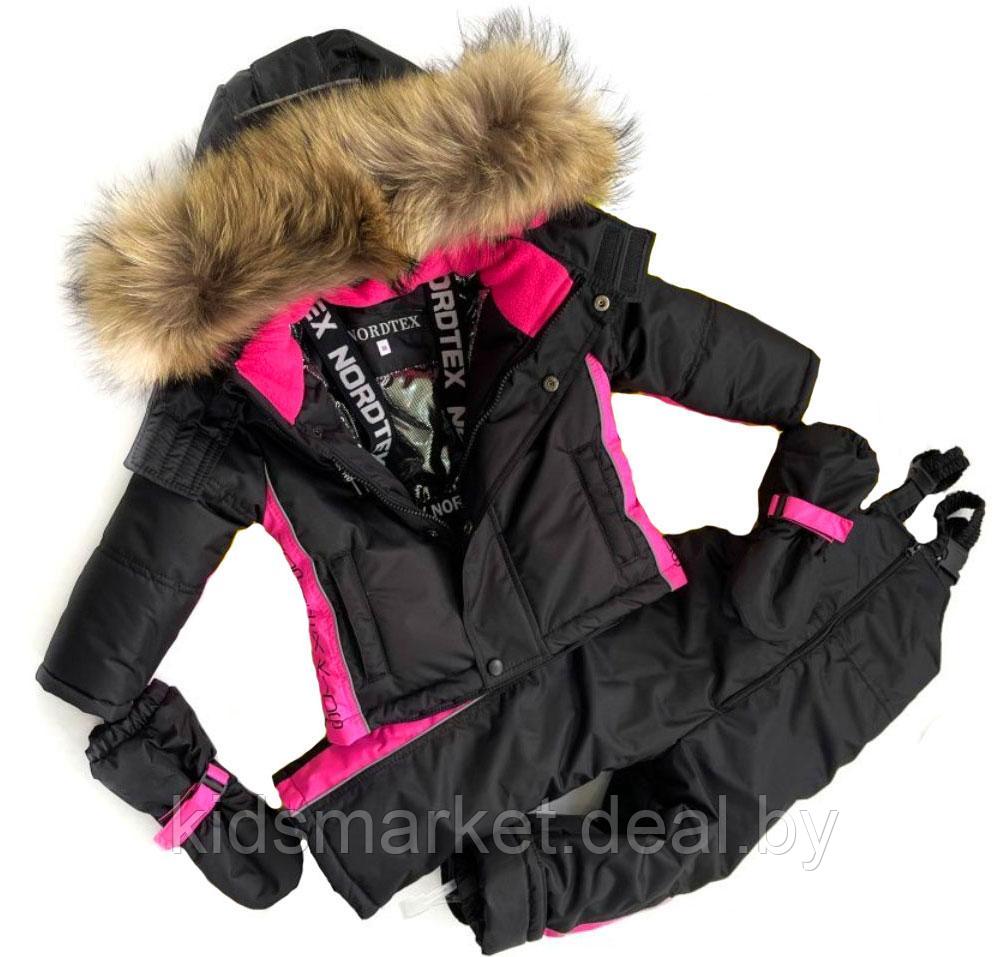 Детский зимний костюм Nordtex Kids мембрана черно-розовый (Размеры: 128) - фото 2 - id-p211714246