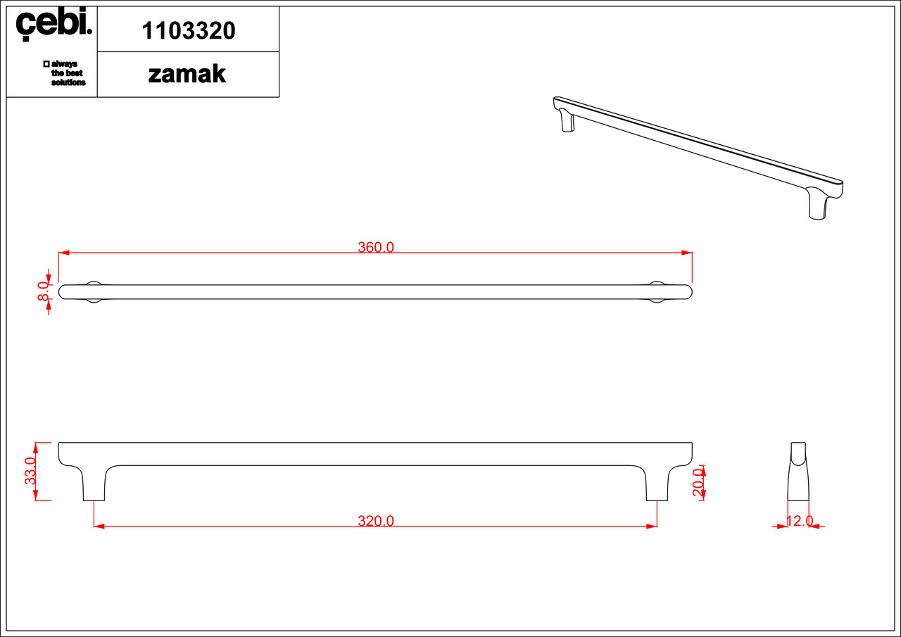 Ручка мебельная CEBI A1103 320 мм MP24 (черный) серия MIRA - фото 2 - id-p153737039