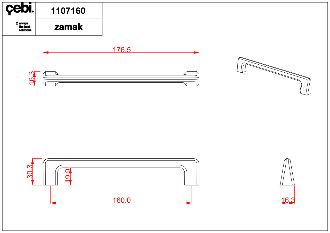 Ручка мебельная CEBI A1107 160 мм MP24 (черный) серия VERA - фото 2 - id-p153737568