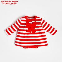 Боди-платье Крошка Я "Бантик", рост 68-74 см, цвет красный/белый