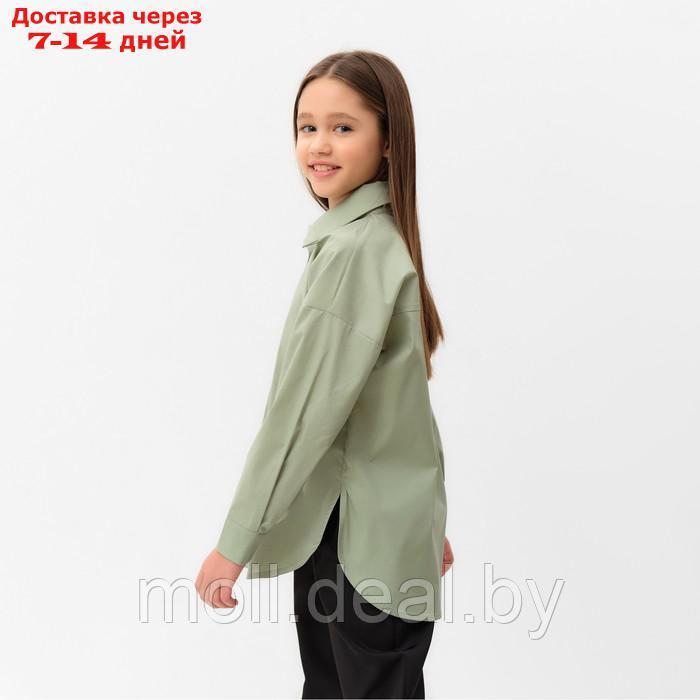 Рубашка для девочки MINAKU цвет оливковый, рост 122 см - фото 4 - id-p211706639