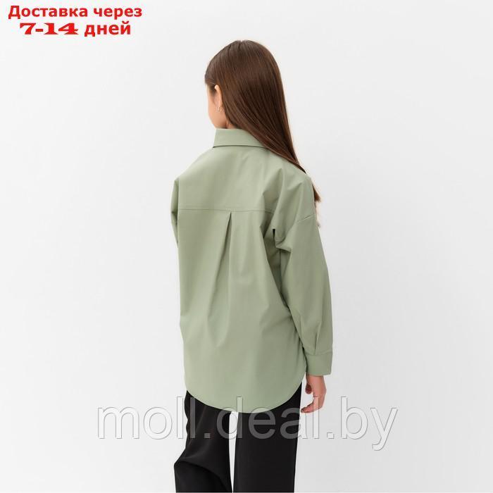 Рубашка для девочки MINAKU цвет оливковый, рост 122 см - фото 5 - id-p211706639