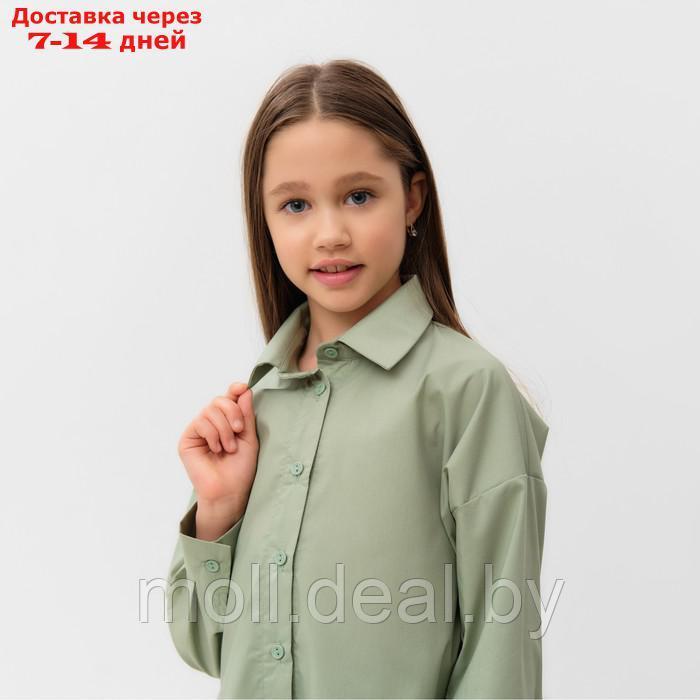 Рубашка для девочки MINAKU цвет оливковый, рост 122 см - фото 6 - id-p211706639