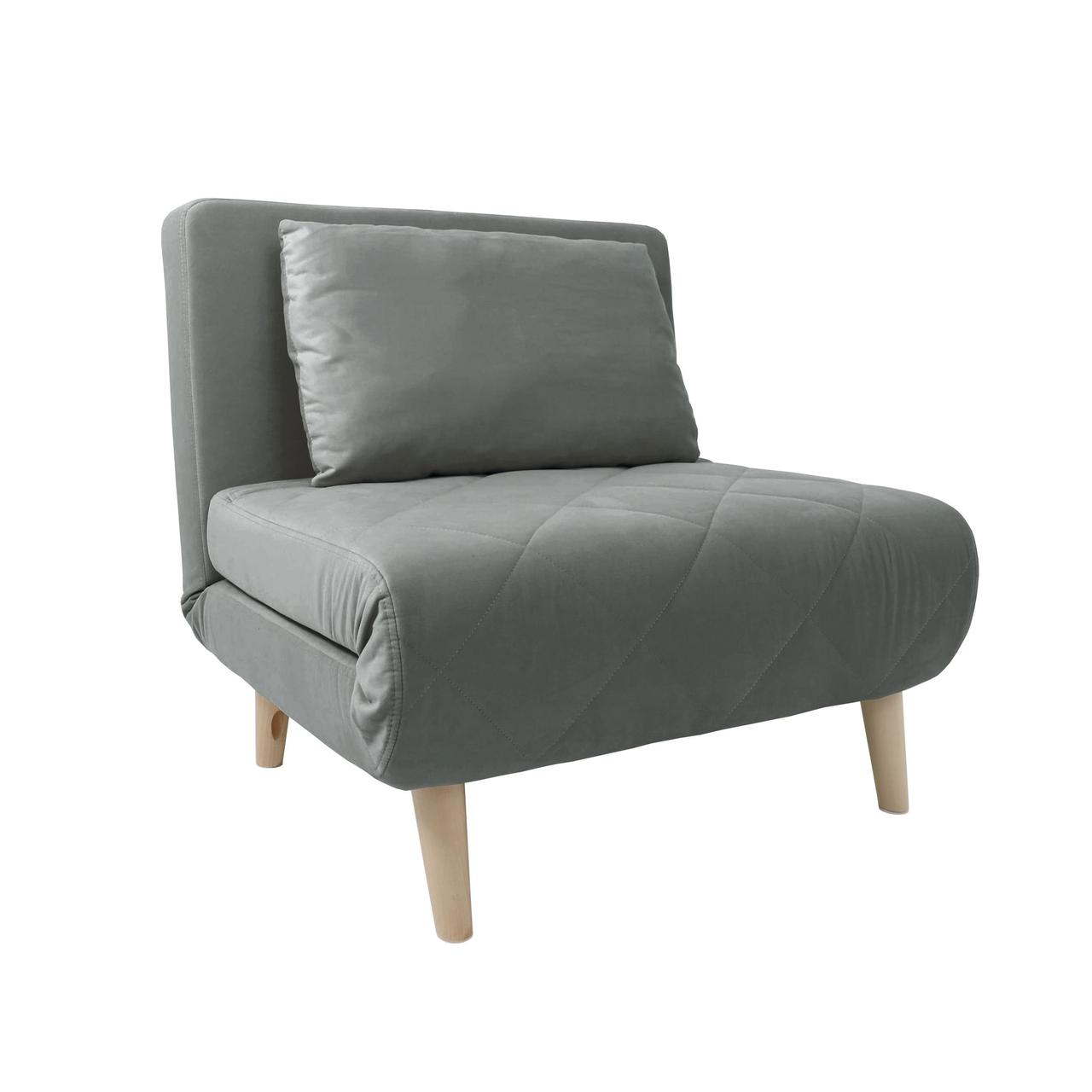Кресло-кровать ЭЛЛИ 80, серый Велютто люкс 32 / бук - фото 1 - id-p211716758