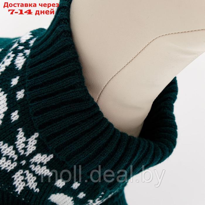 Свитер "Косточки-снежинки", размер 16, зелёный - фото 4 - id-p211699474