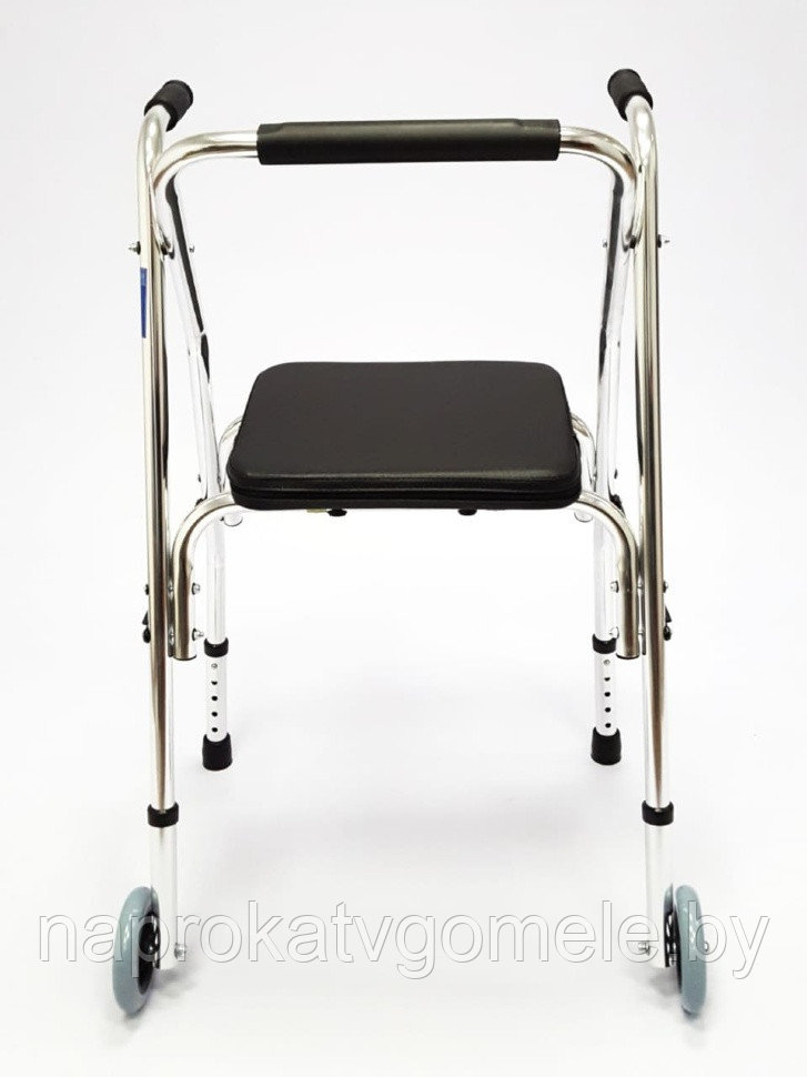 Ходунки для инвалидов и пожилых со стульчиком на передних колесах - фото 1 - id-p211716835