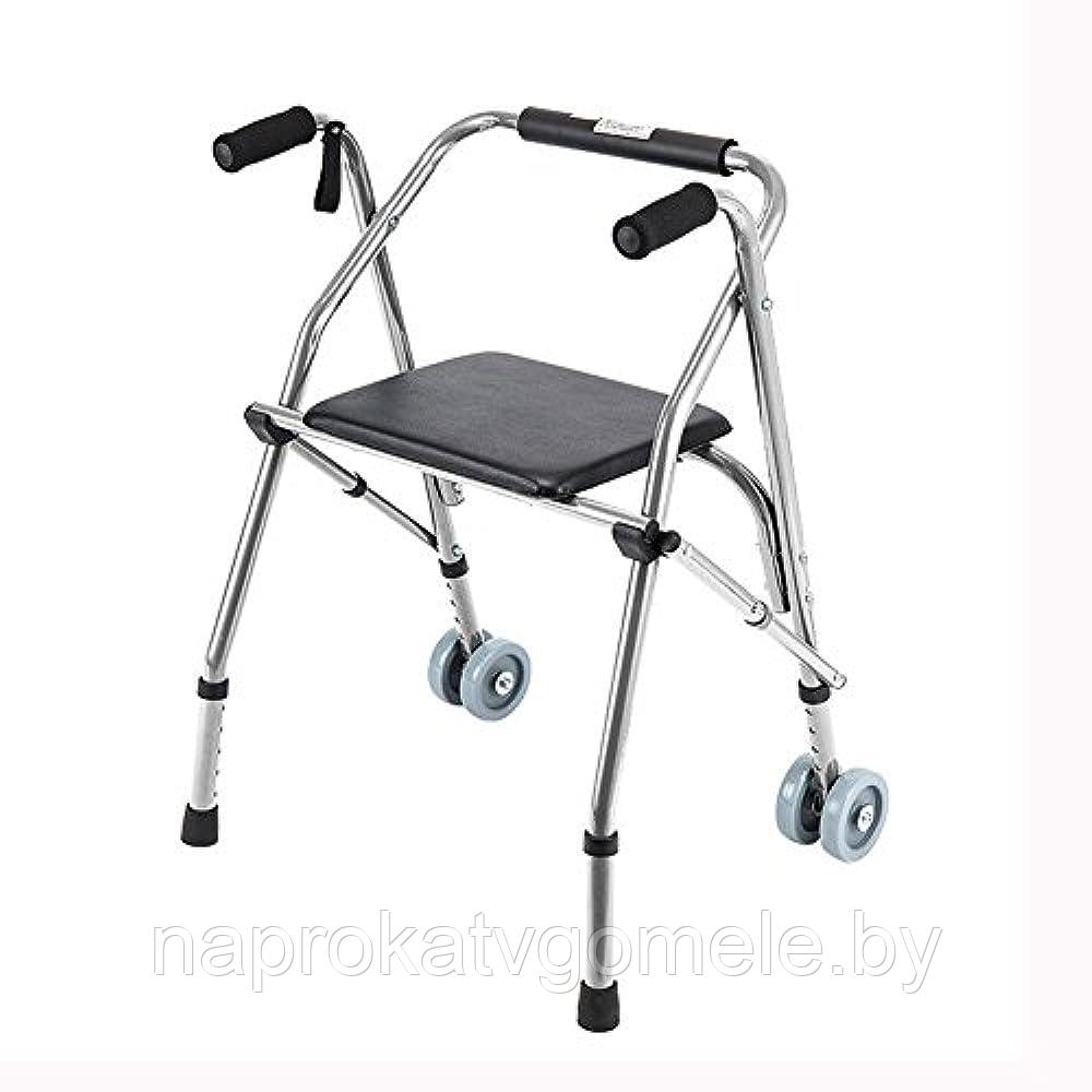 Ходунки для инвалидов и пожилых со стульчиком на передних колесах - фото 4 - id-p211716835