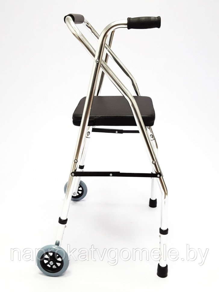 Ходунки для инвалидов и пожилых со стульчиком на передних колесах - фото 3 - id-p211716835