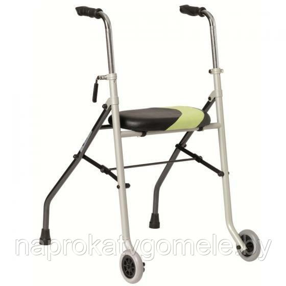 Ходунки для инвалидов и пожилых со стульчиком на передних колесах - фото 2 - id-p211716835