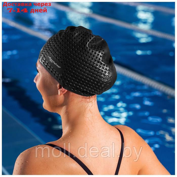 Шапочка для плавания взрослая, массажная, силиконовая, обхват 54-60 см, цвет черный - фото 4 - id-p211701027