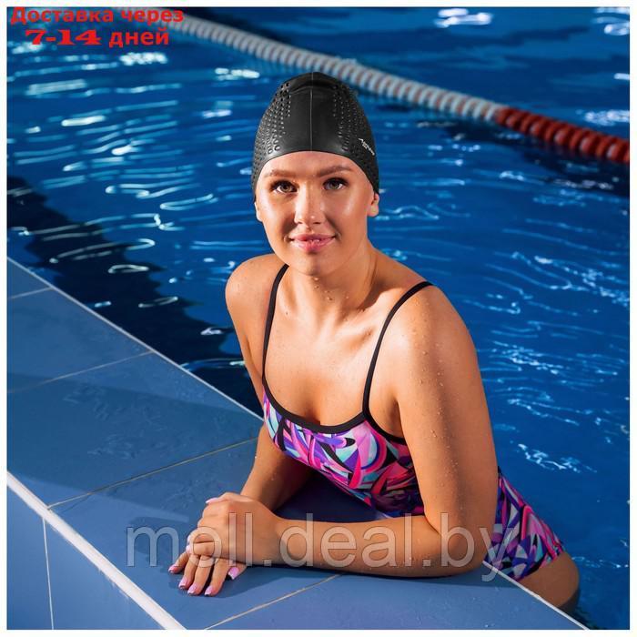 Шапочка для плавания взрослая, массажная, силиконовая, обхват 54-60 см, цвет черный - фото 5 - id-p211701027