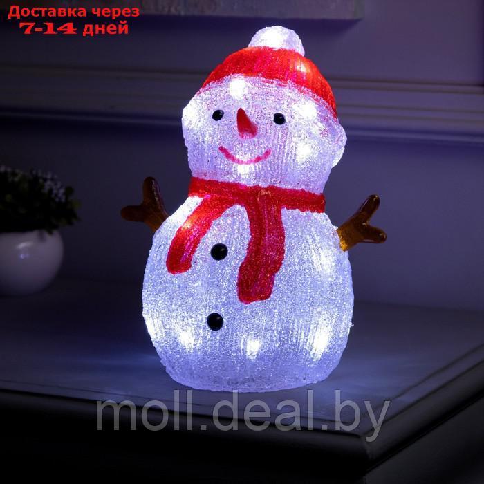 Фигура акрил. "Снеговик в шапке" 21x17x25 см, 30 LED, AAx2 (не в компл.), БЕЛЫЙ