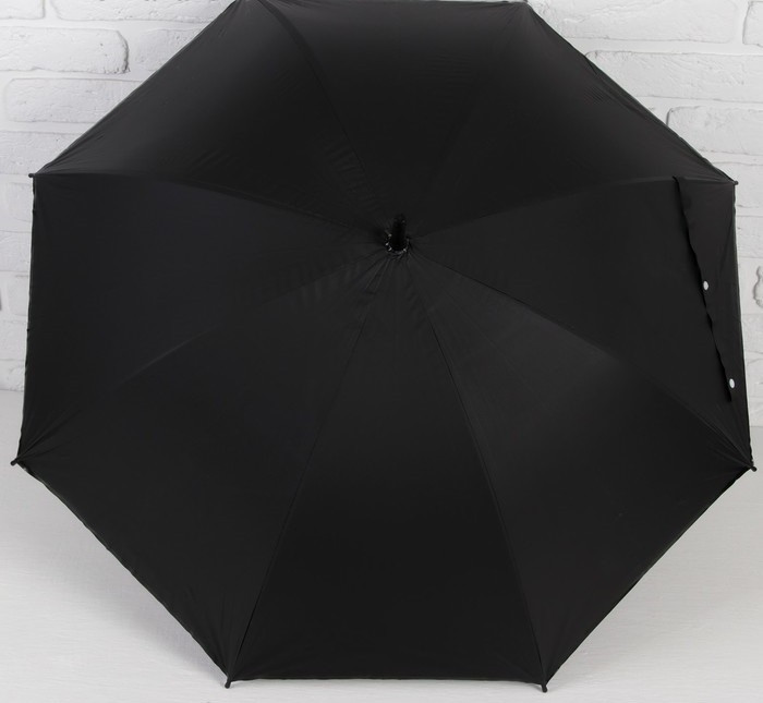 Зонт - трость полуавтоматический «Однотонный», 8 спиц, R = 46 см, цвет чёрный 1767753 - фото 2 - id-p211716866
