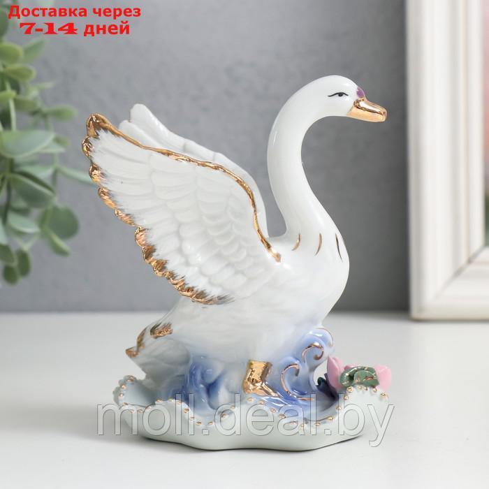 Сувенир керамика "Лебедь с малышом, с розами" 11 см - фото 4 - id-p211705500