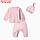 Комплект детский (распашонка/штанишки/шапочка), цвет розовый, рост 62 см, фото 3