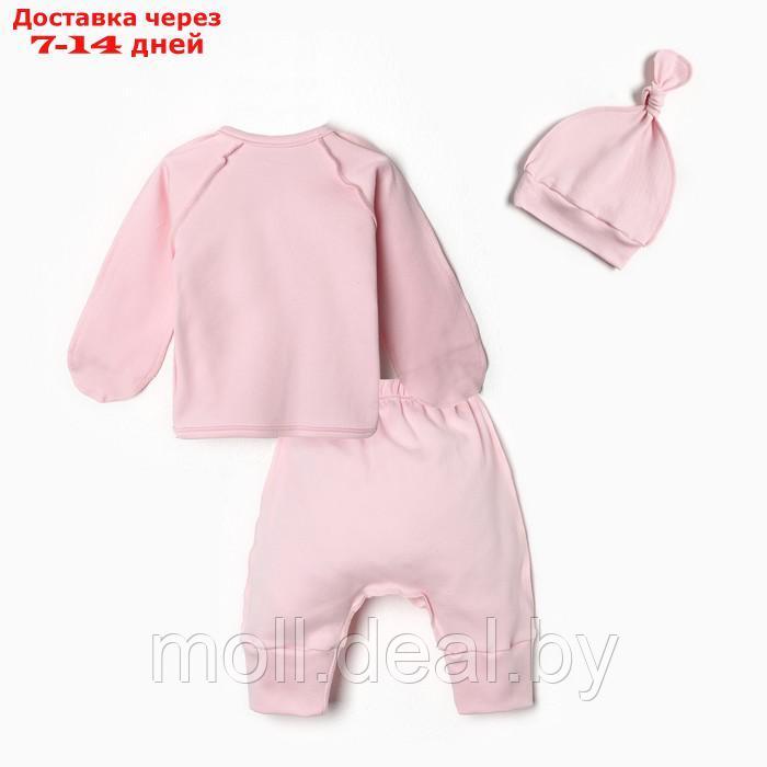 Комплект детский (распашонка/штанишки/шапочка), цвет розовый, рост 62 см - фото 3 - id-p211706461