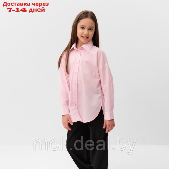 Рубашка для девочки MINAKU цвет розовый, рост 128 см - фото 4 - id-p211706544