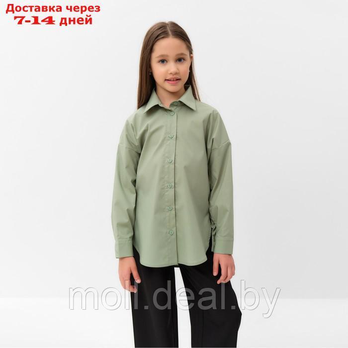 Рубашка для девочки MINAKU цвет оливковый, рост 134 см - фото 1 - id-p211706550