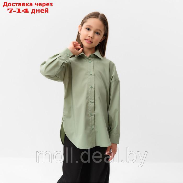 Рубашка для девочки MINAKU цвет оливковый, рост 134 см - фото 7 - id-p211706550