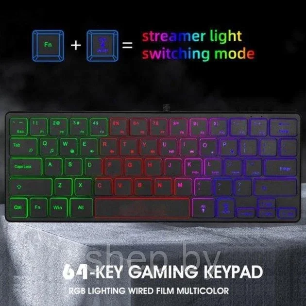 Клавиатура проводная ZORNWEE MK-515 с RGB подсветкой 64 клавиши - фото 6 - id-p211719949