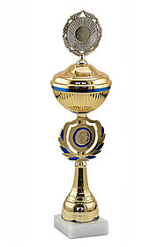 Кубок "Мир" с крышкой на мраморной подставке , высота 35 см, чаша 10 см    арт. 003-230-100 КЗ100