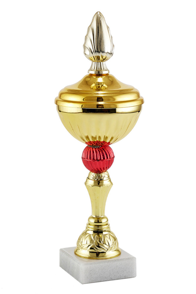 Кубок "Алый" с крышкой на мраморной подставке , высота 25 см, чаша 8 см арт. 007-170-80К - фото 1 - id-p211720015