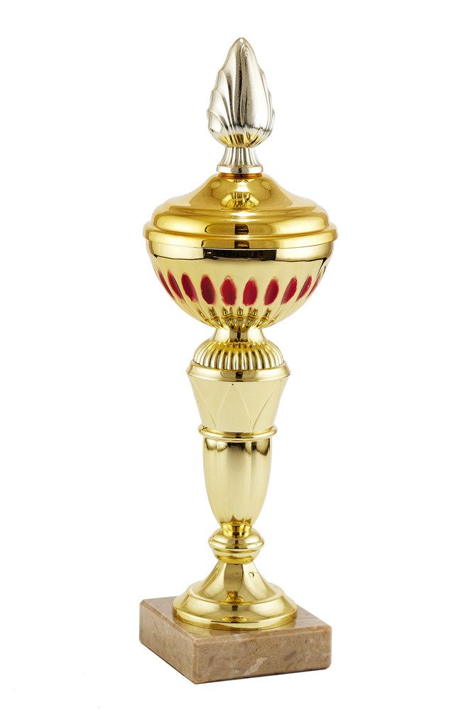 Кубок "Пламя" с крышкой на мраморной подставке , высота 26 см, чаша 8 см    арт. 015-190-80 К