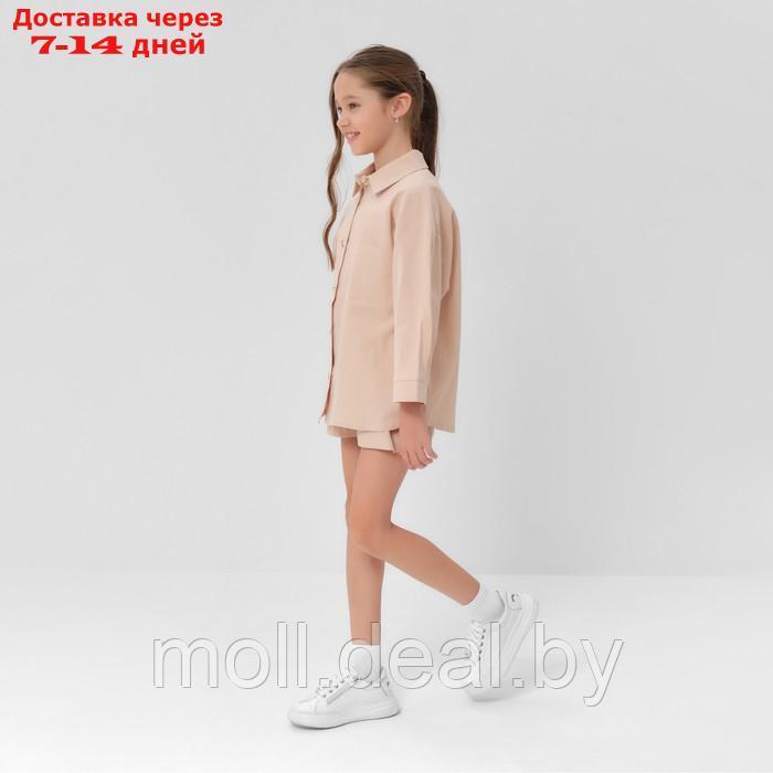 Костюм для девочки (рубашка и шорты) MINAKU, цвет бежевый, рост 158-164 см - фото 3 - id-p211705346