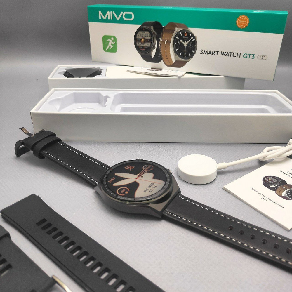 Умные часы Smart Watch Mivo GT3 /1.5/ IP68 / NFC / 2 комплекта ремешков - фото 6 - id-p210941480