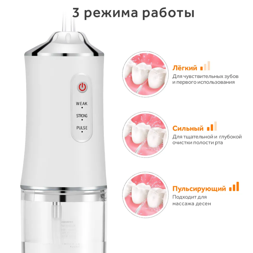 Ирригатор (флоссер) для гигиены полости рта Oral Irrigator 4 сменные насадки Зеленый - фото 5 - id-p181587045