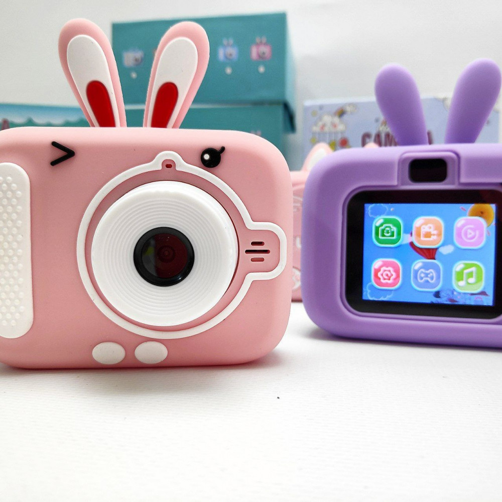 Детский цифровой мини фотоаппарат Childrens fun Camera (экран 2 дюйма, фото, видео, 5 встроенных игр) Розовый - фото 3 - id-p207134892