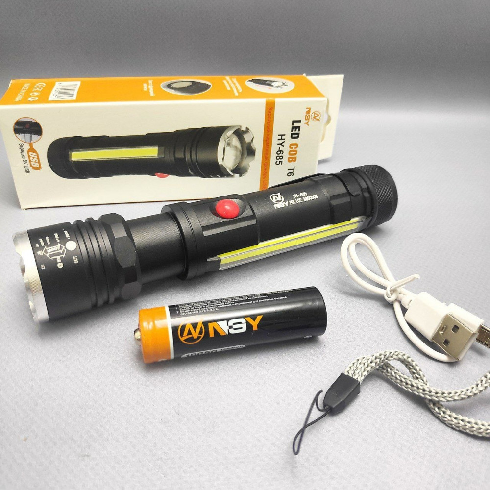 Светодиодный фонарь NSY YM - T6 - 26 с магнитным держателем / Аккумулятор USB-зарядка / 4 режима свечения - фото 7 - id-p204656584