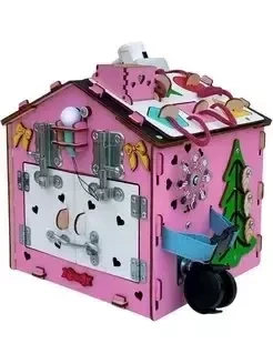 Бизиборд Домик со светом и розеткой "Развивайка" (розовый) - фото 5 - id-p211722160
