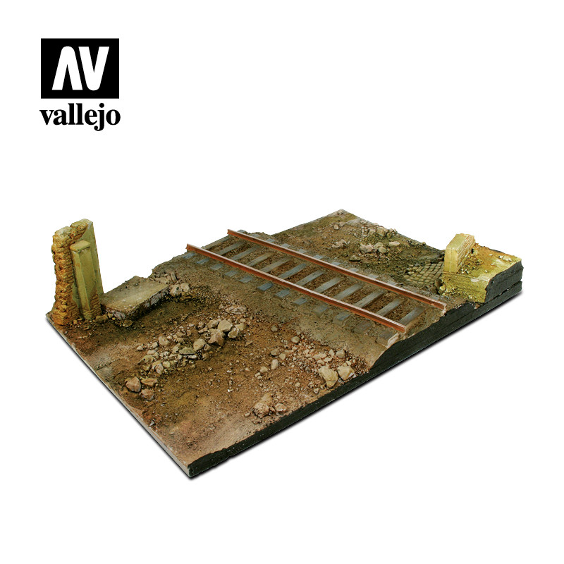 Основа для диорам фрагмент с железной дорогой, гипс, Vallejo